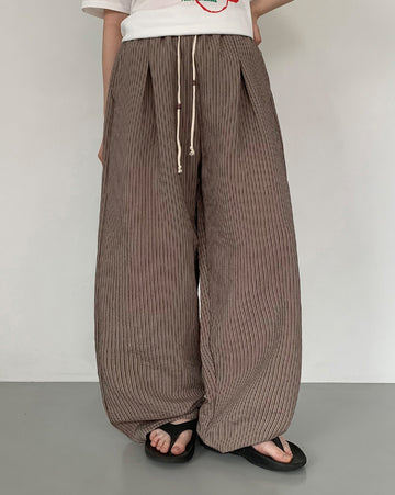 Upol Summer Stripe Banding Wide Pants
